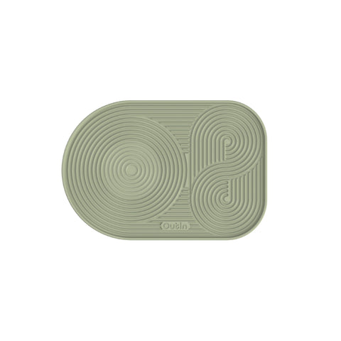 OutIn silicone coffee mat foldable green, easy storage for compact counters.