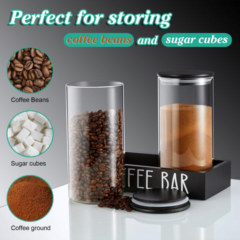 Outnili airtight bamboo lid coffee jar preserves freshness for beans.