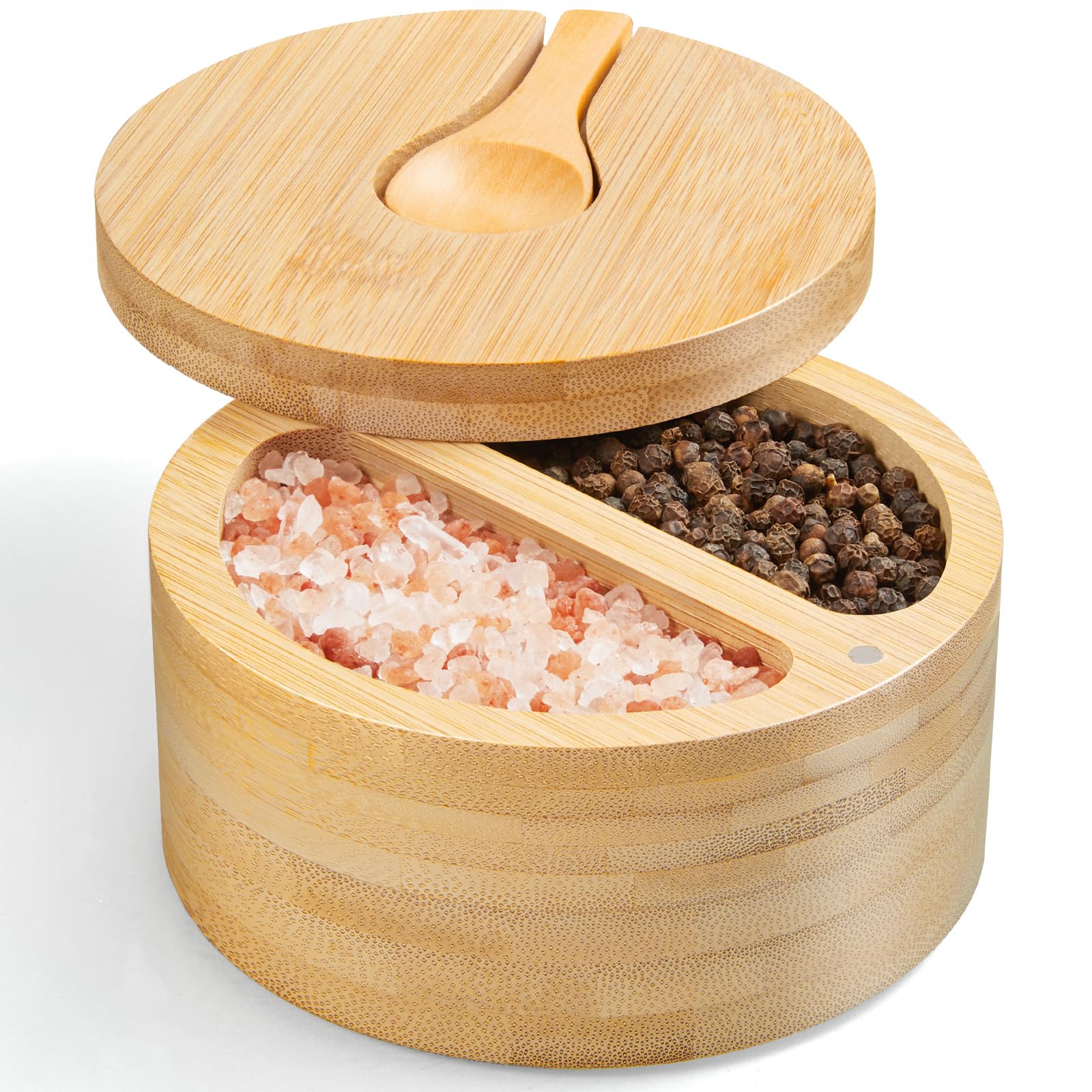 OUTNILI bamboo salt box with swivel lid keeps spices accessible