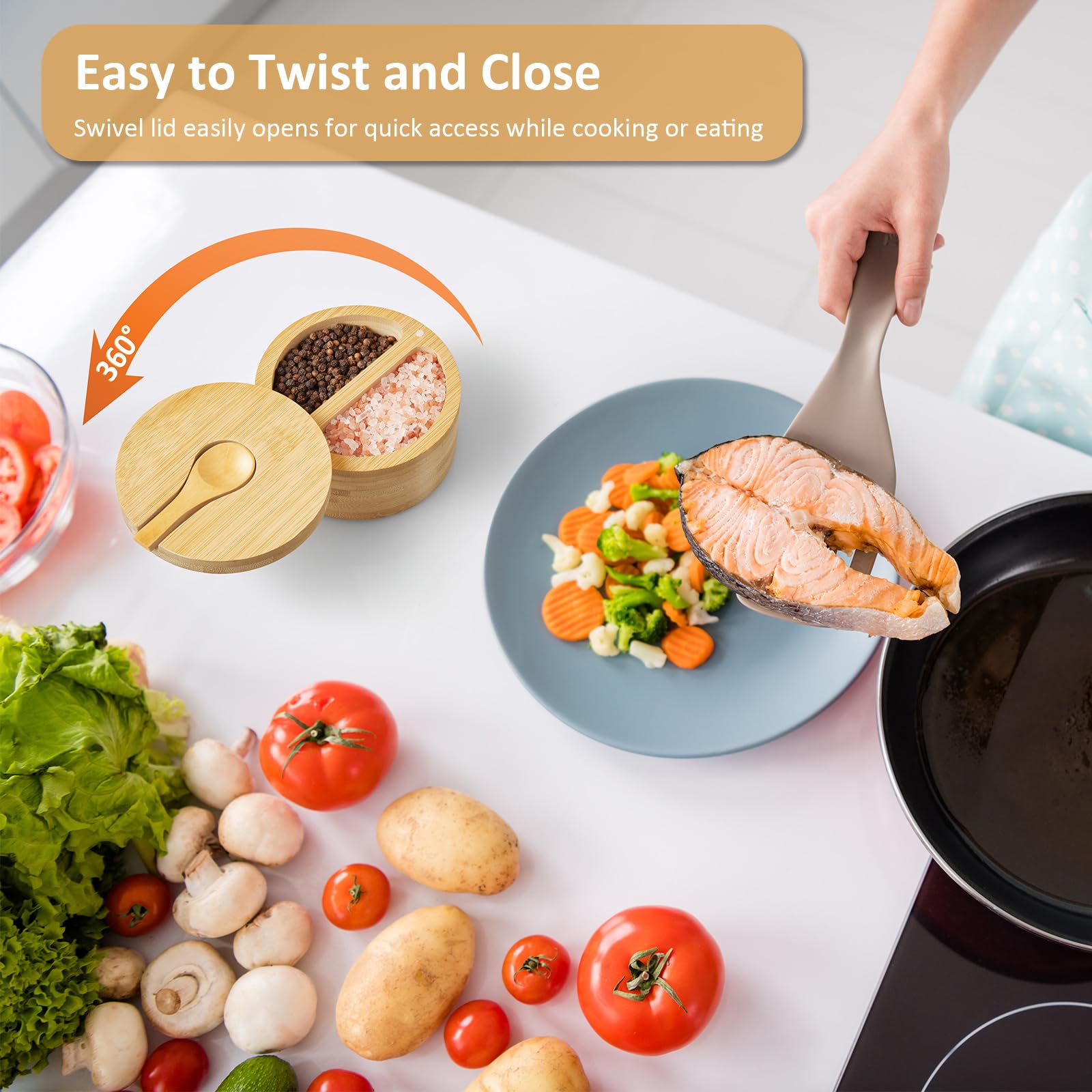 OUTNILI swivel lid feature promotes one-handed use