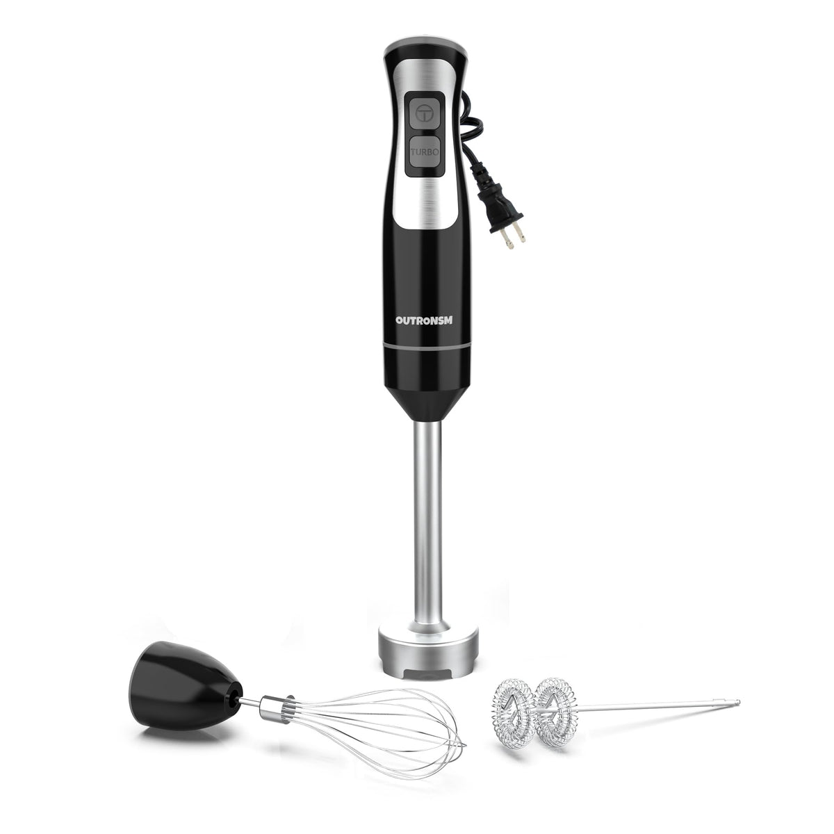 OUTRONSM immersion blender arm for silky smoothies and soups.