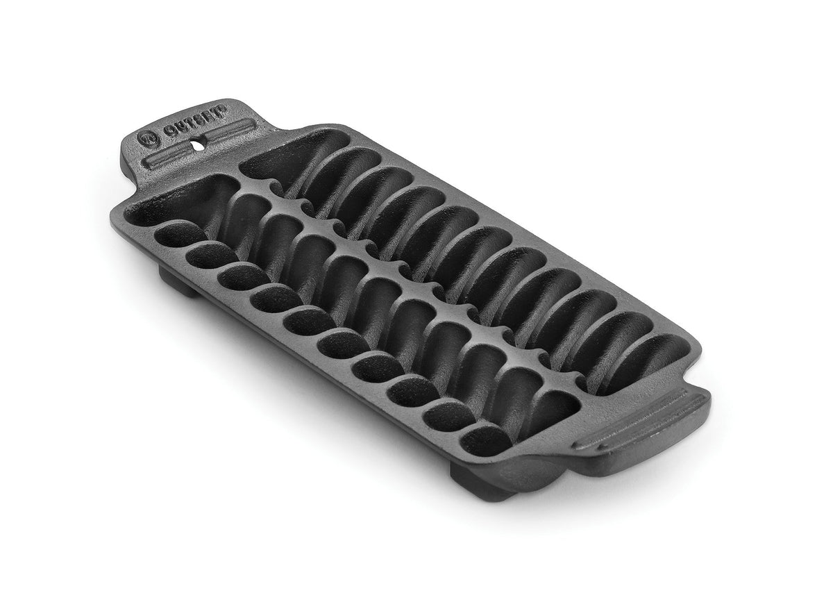 Outset shrimp cast iron grill pan with 22 jumbo shrimp sizzling for flavorful grilling