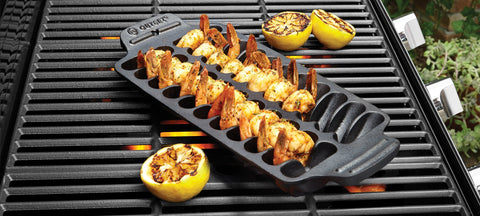 Outset pan on table for elegant shrimp cocktail presentation