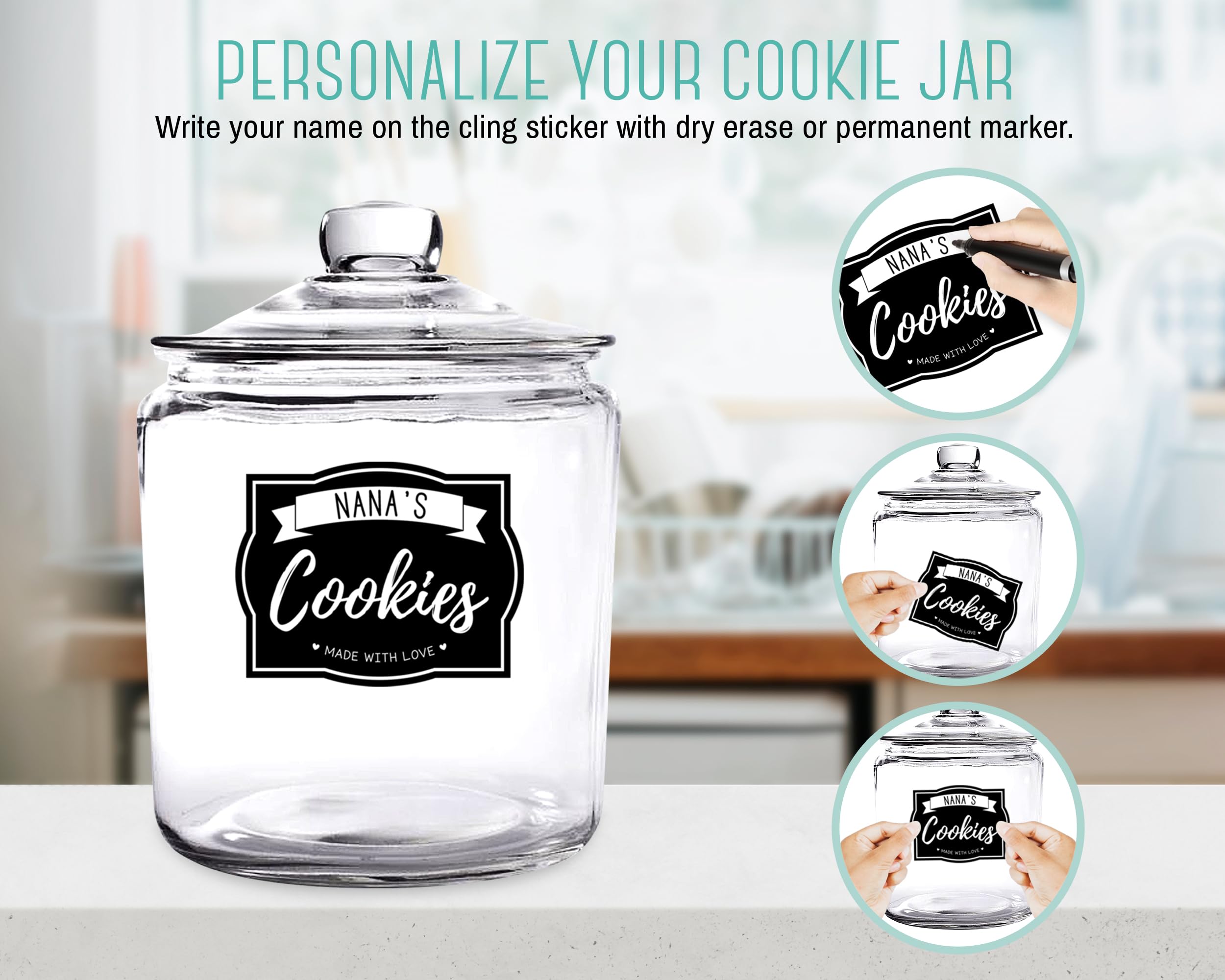 OUTSHINE cookie jar on a kitchen counter offering easy access and display.