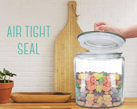 OUTSHINE 1 Gallon Cookie Jar near pantry for flour and pasta storage.