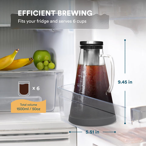 Ovalware 1.5L glass carafe for brewing larger batches of coffee or iced tea.