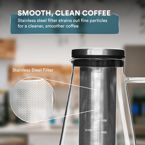 Ovalware BPA-free silicone seal locks in aroma and minimizes spills.