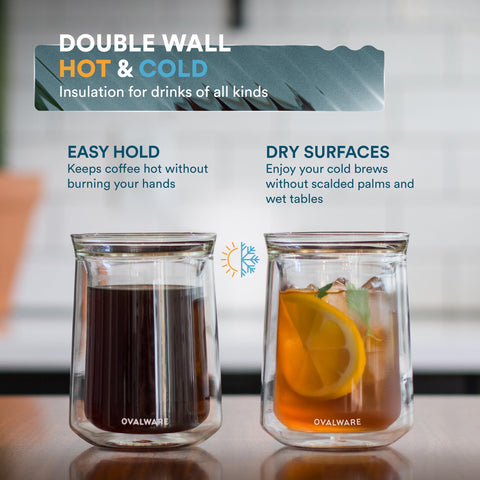 Ovalware elegant durable glass mug 12oz suitable for coffee tea or cocktails