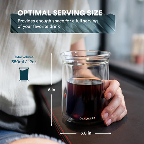 Ovalware hand blown borosilicate mug 12oz highlighting durability and temperature resilience