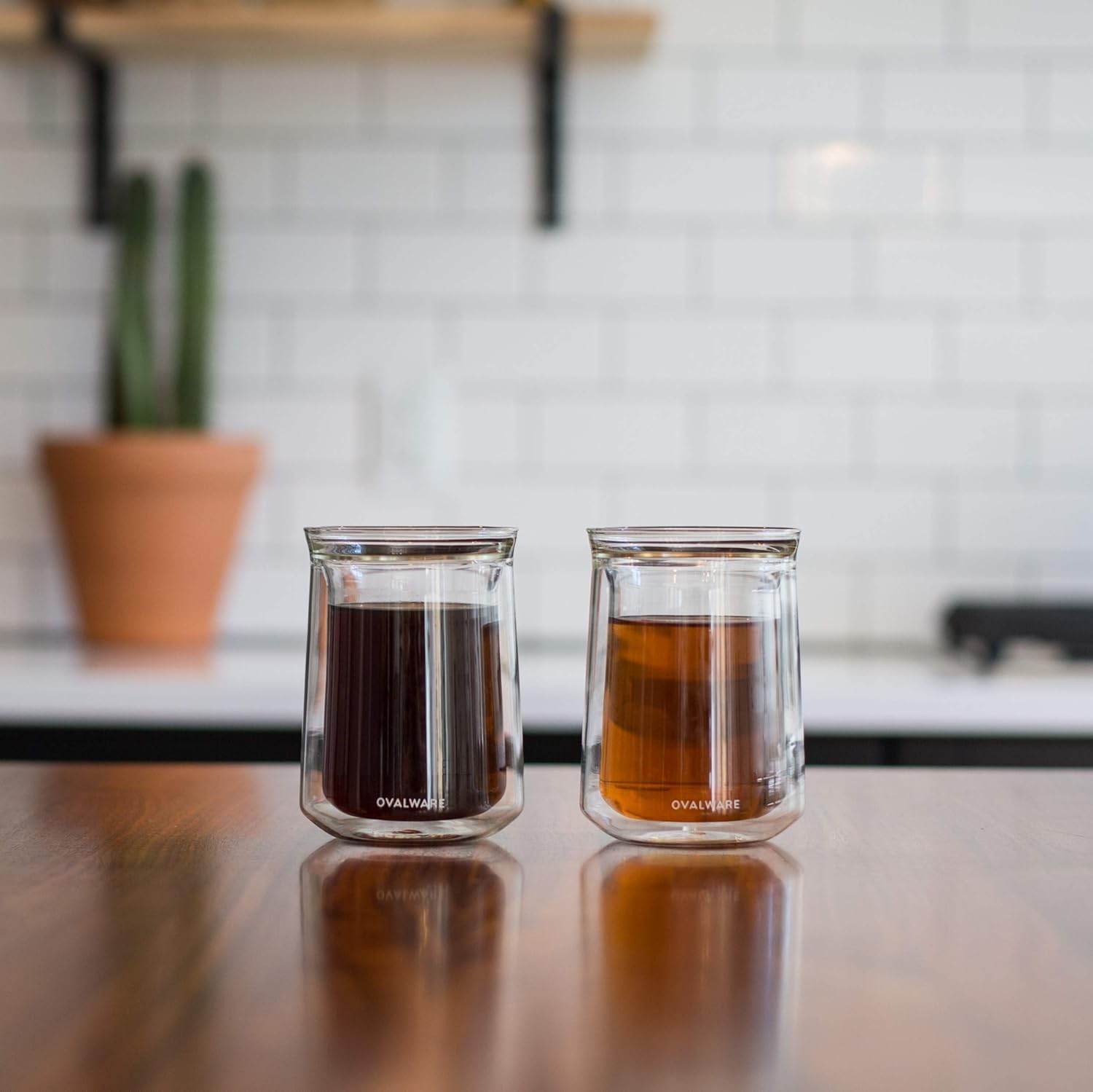 Ovalware minimalist glass cup 12oz with clean design for everyday use