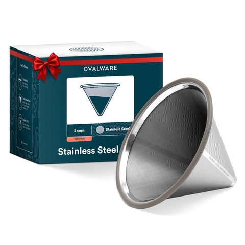 Ovalware paperless stainless filter fits carafes for clean, reusable brewing.