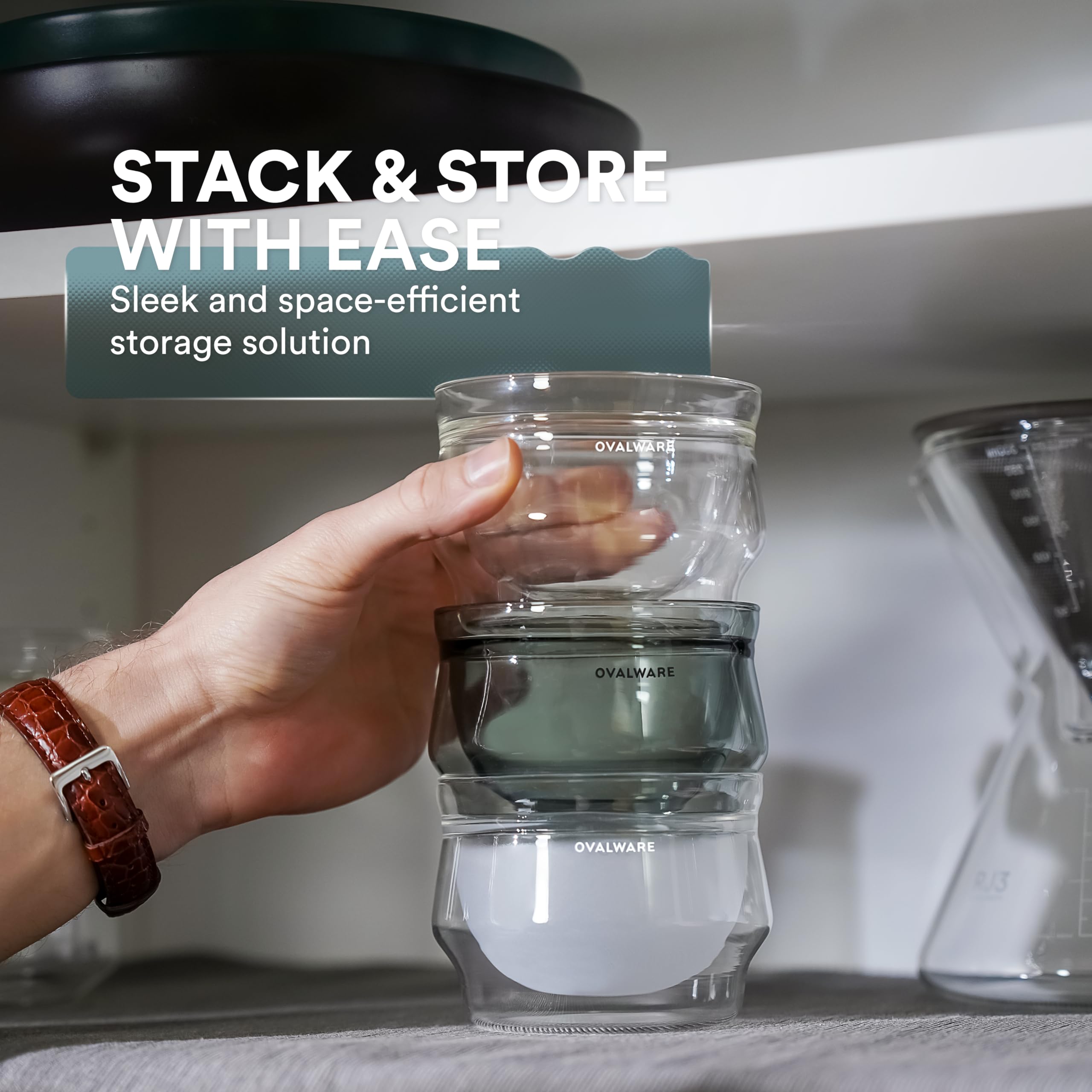 Elegant stealth gray Glass reflects light, enhancing presentation of coffee.