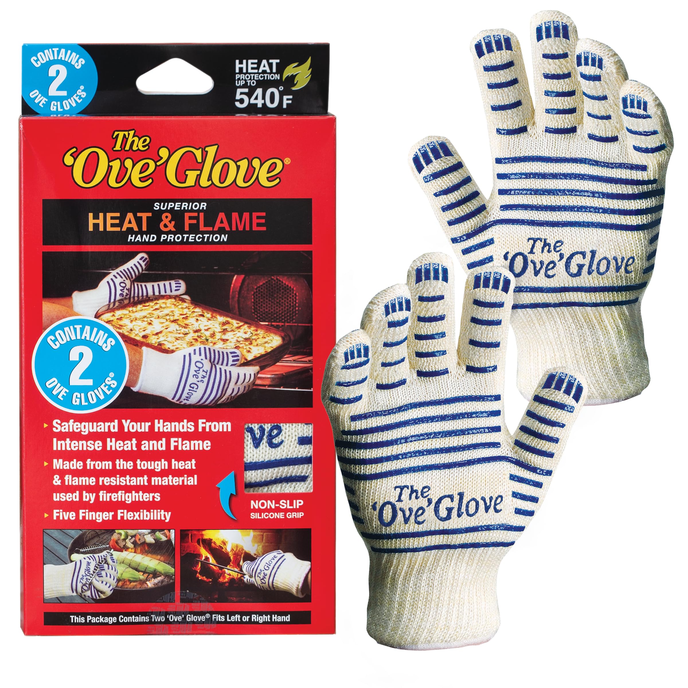 Ove Glove outer fire-resistant layer for safe handling of hot surfaces.