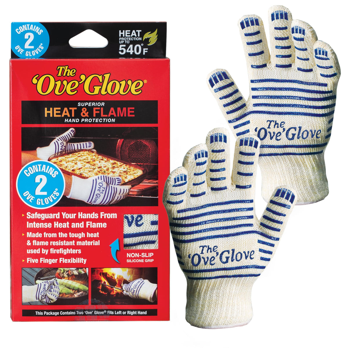 Ove Glove outer fire-resistant layer for safe handling of hot surfaces.