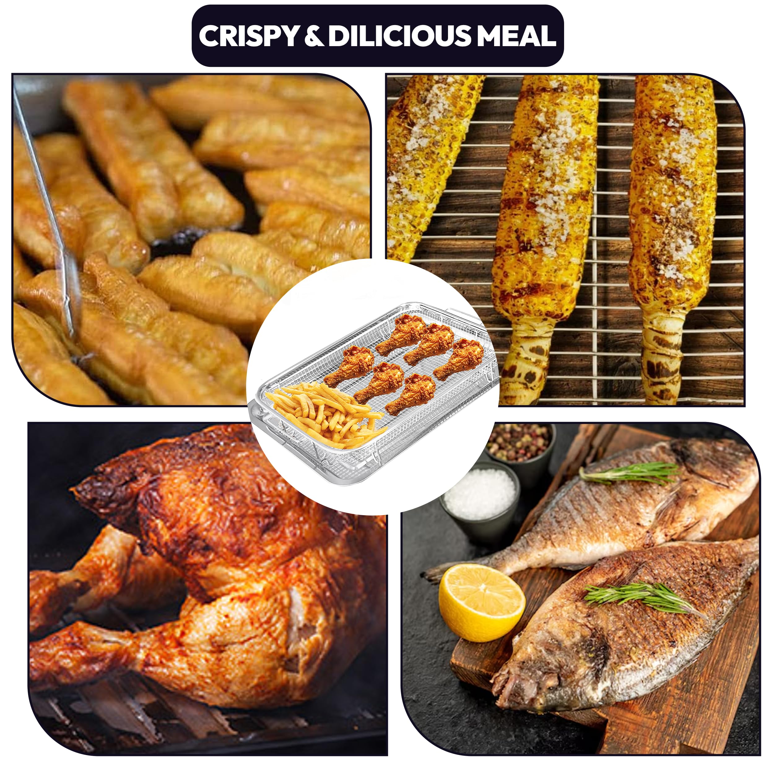 OvenCrisp kitchen scene highlighting easy cleanup and mess-free cooking