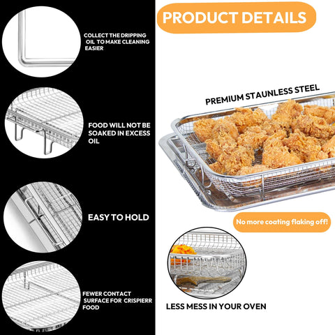 OvenCrisp stainless steel pan provides durable bakeware for roasting and frying.