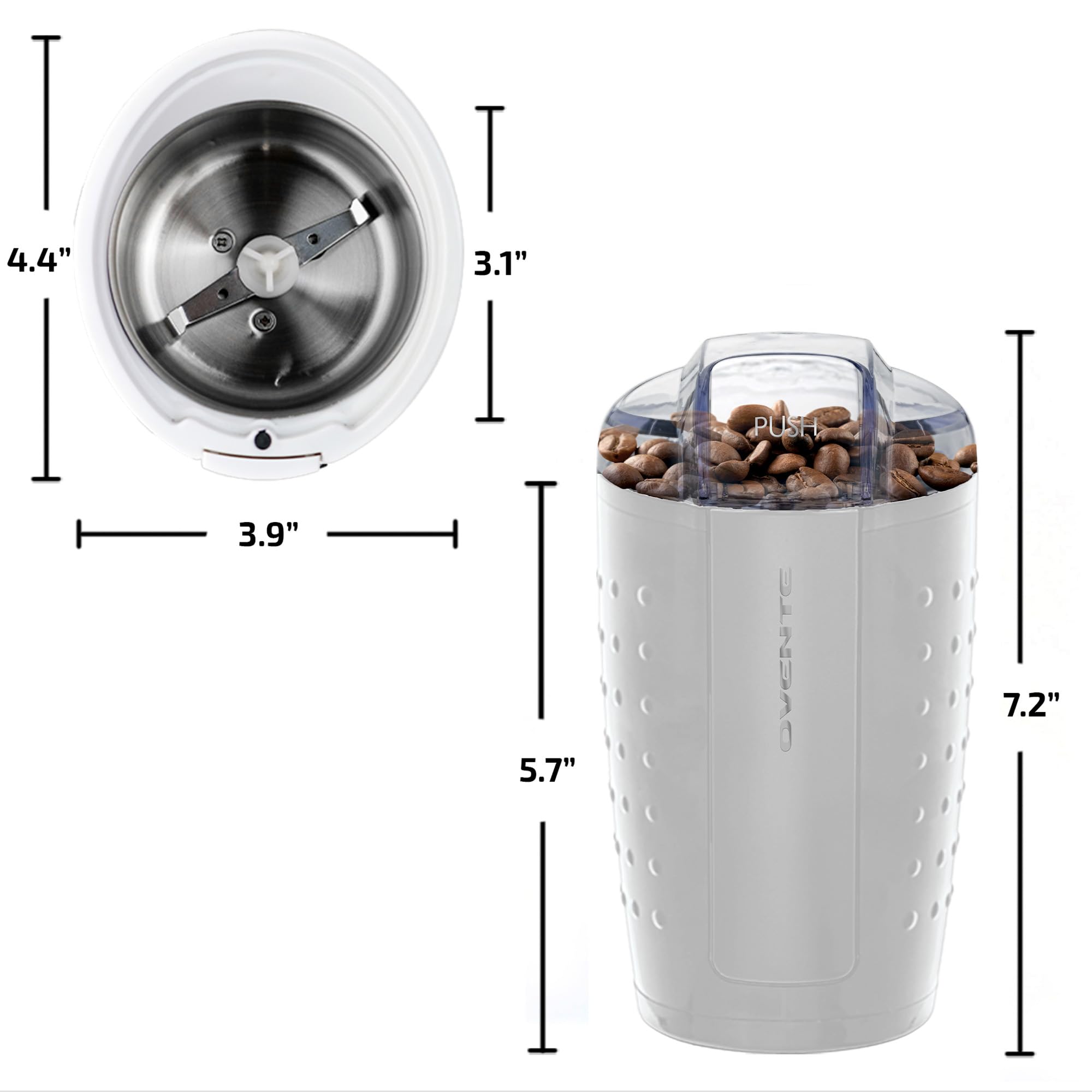 Built-in cord storage keeps countertops neat after grinding.