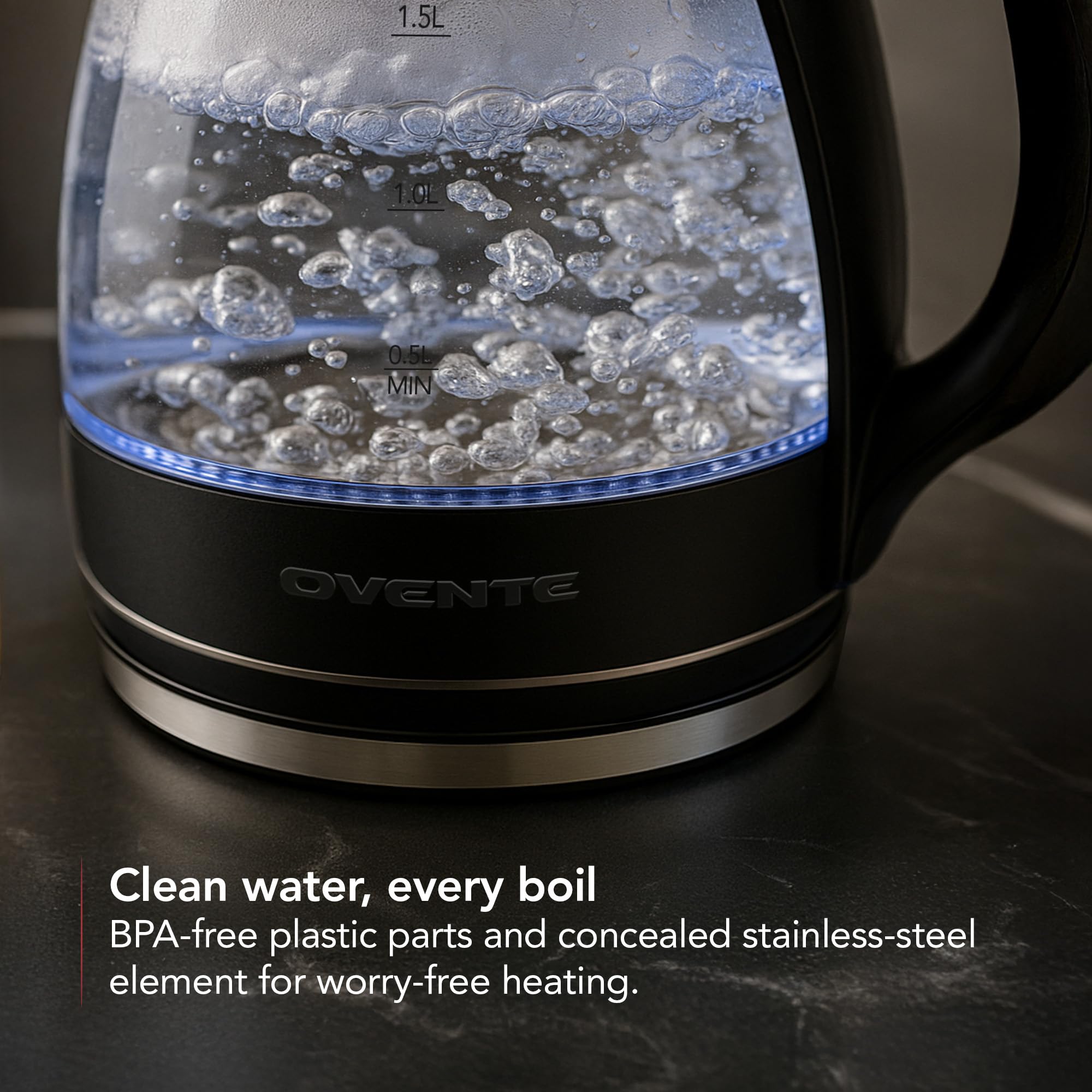 OVENTE KG83 removable filter keeps water tasting fresh and clean