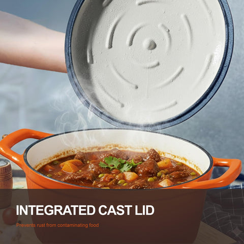 Overmont Dutch Oven with arched lid designed to lock in moisture
