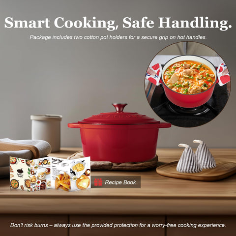 Overmont Dutch Oven braising beef delivering rich flavors and tenderness.