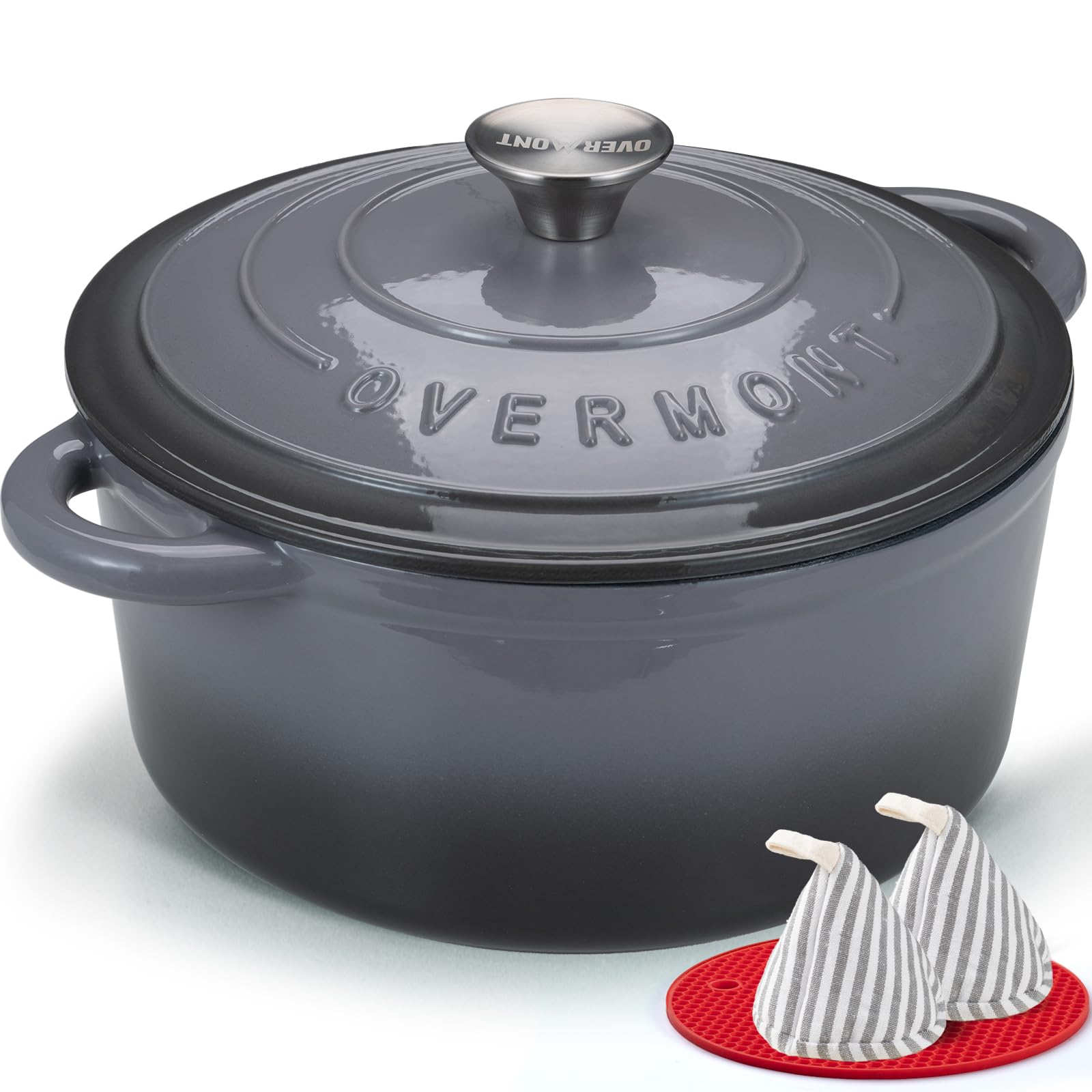 Overmont Dutch Oven with lid on shows even heat for rich braises