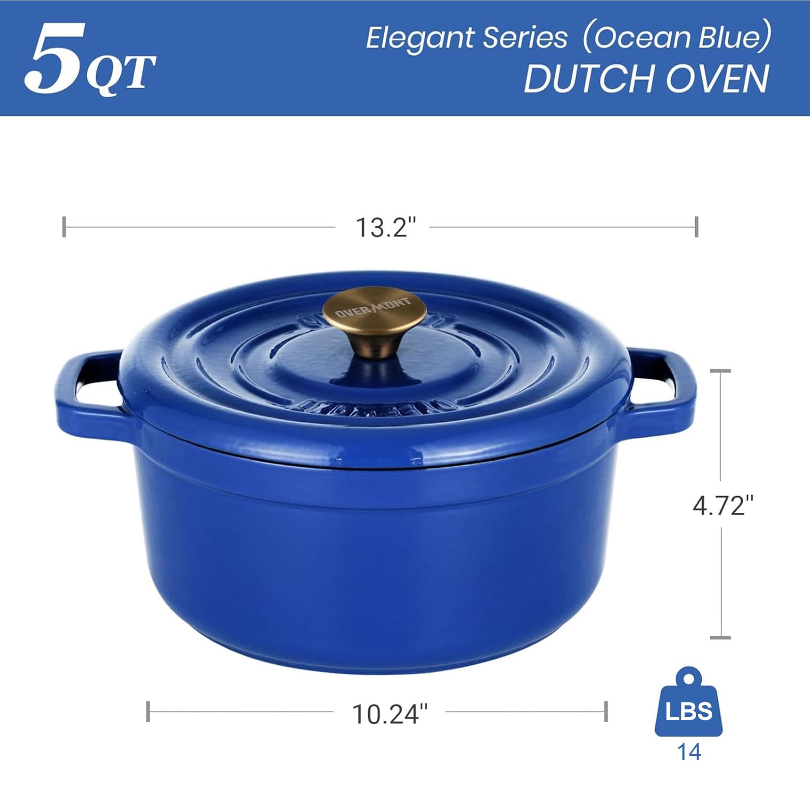 Overmont heat resistant knob on lid for safe lifting