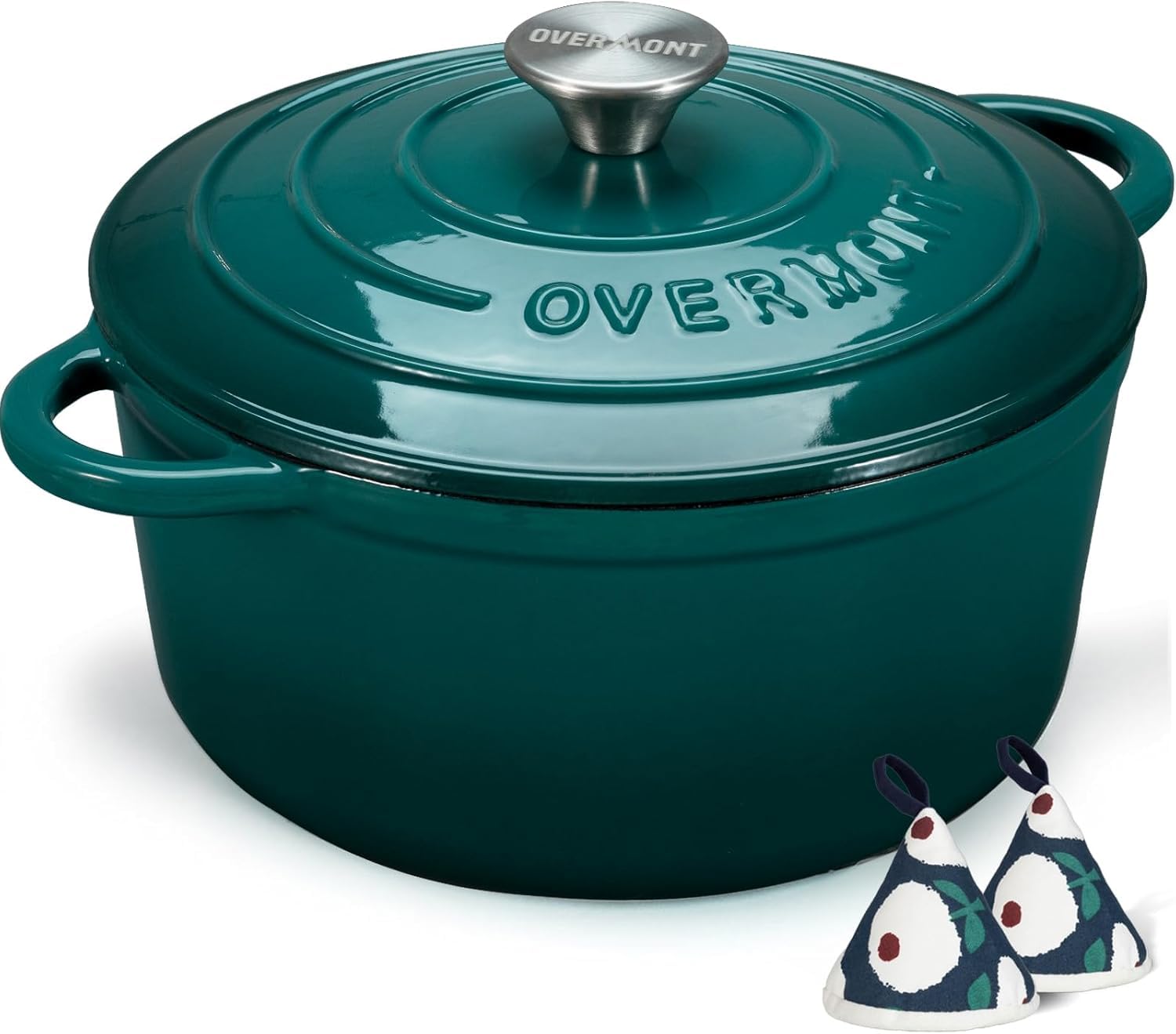 Overmont enamel cast iron retains heat for tender braises and leftovers.