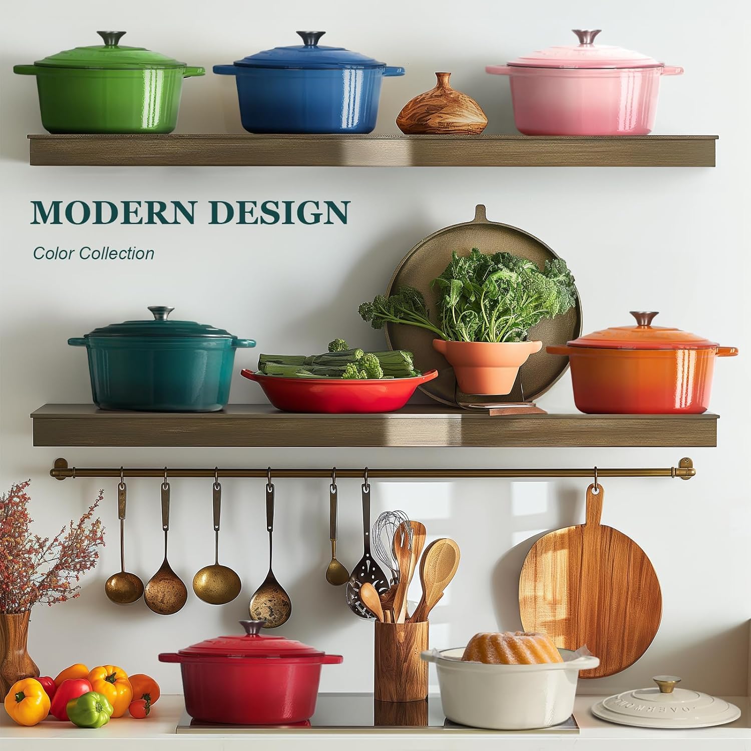 Overmont enamel lid close-up preserving moisture and flavor.