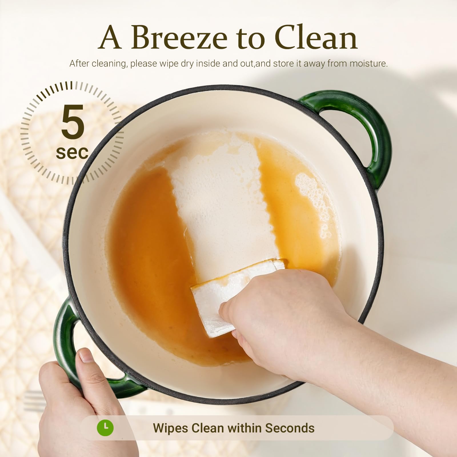 Overmont smooth enamel surface easy to clean after meals