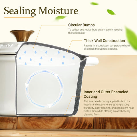 Overmont 5.5QT Dutch oven replaces multiple pans for braising, roasting, and stewing in one pot.