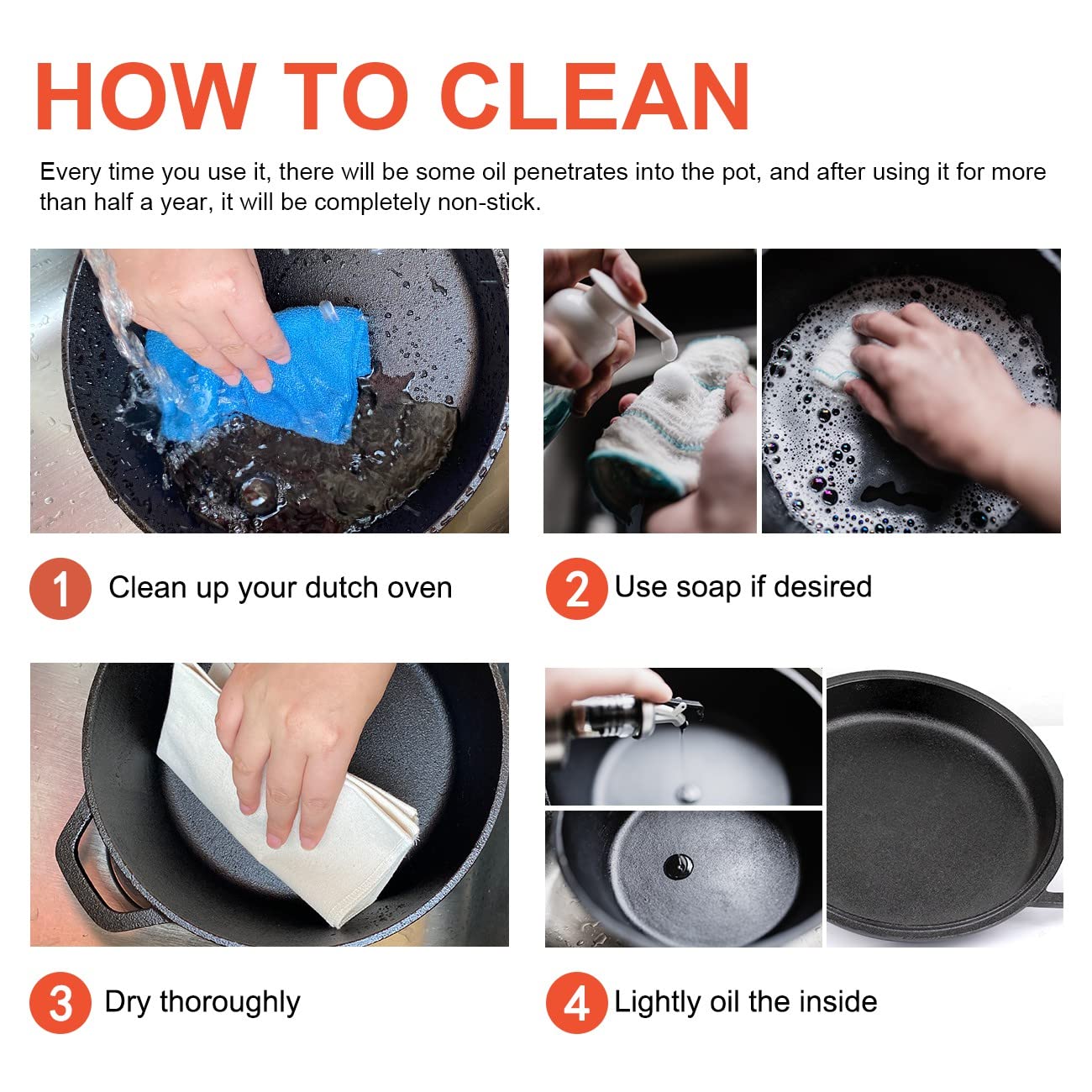 Overmont easy-clean cast iron care tips