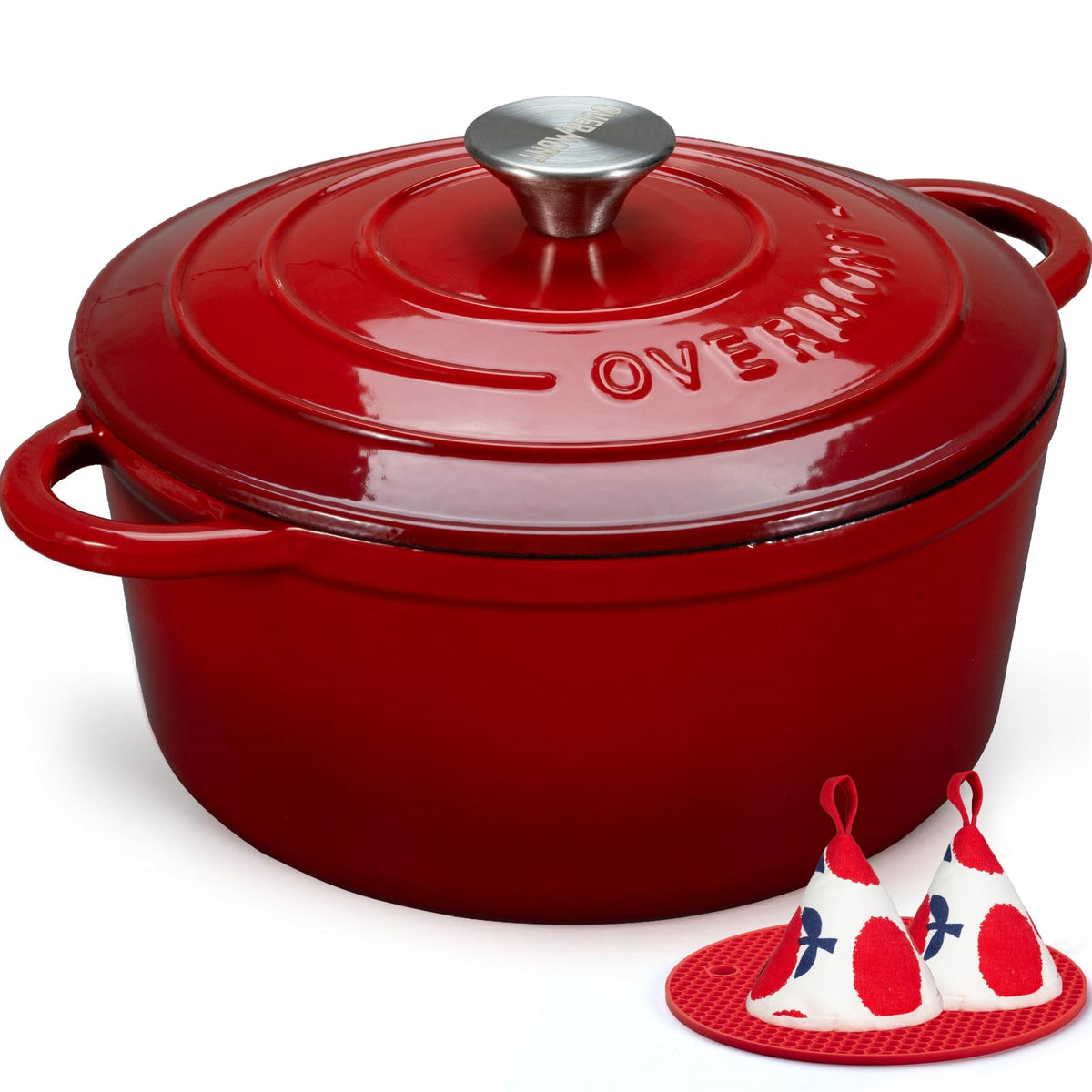 Overmont Dutch Oven on stove displays even heat for braising