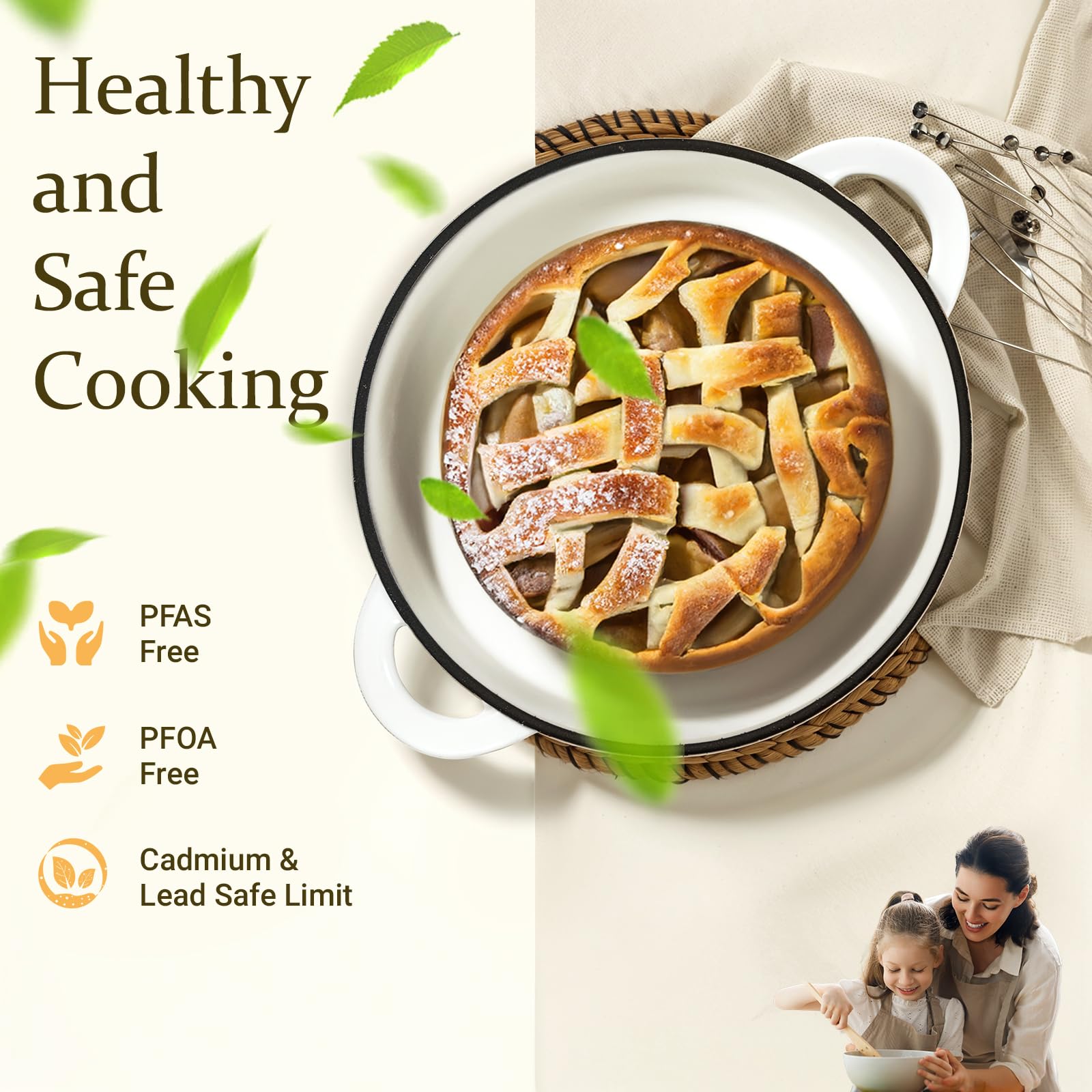 Overmont enamel interior highlights heat mastery and a durable coating for effortless cooking.