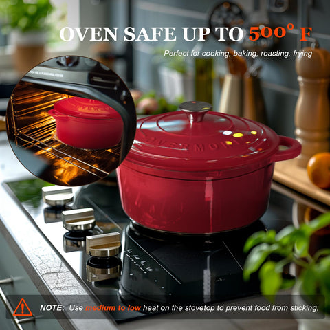 Overmont Dutch Oven interior demonstrates consistent heat retention for braising.