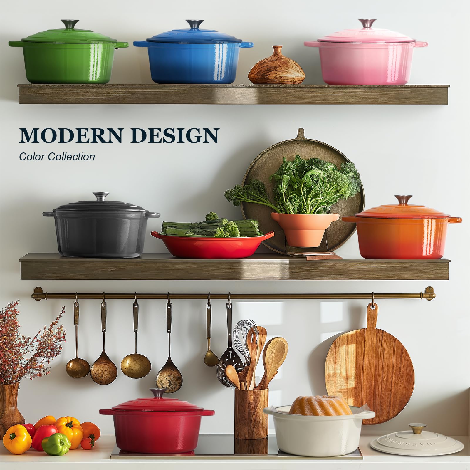 Overmont enamel interior delivers even heat distribution for consistent cooking