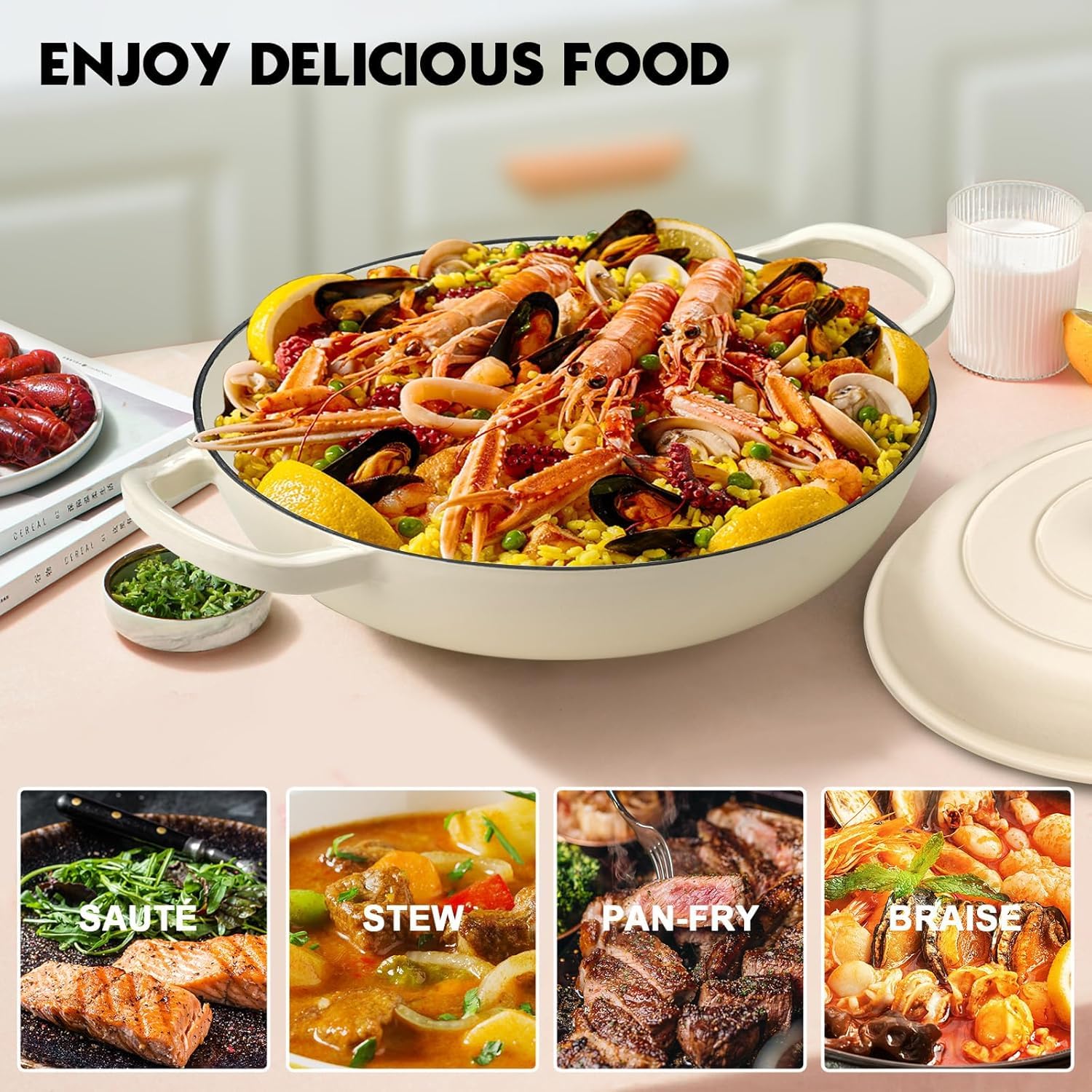 Overmont enameled Dutch Oven body showcasing durable cast iron and glossy enamel