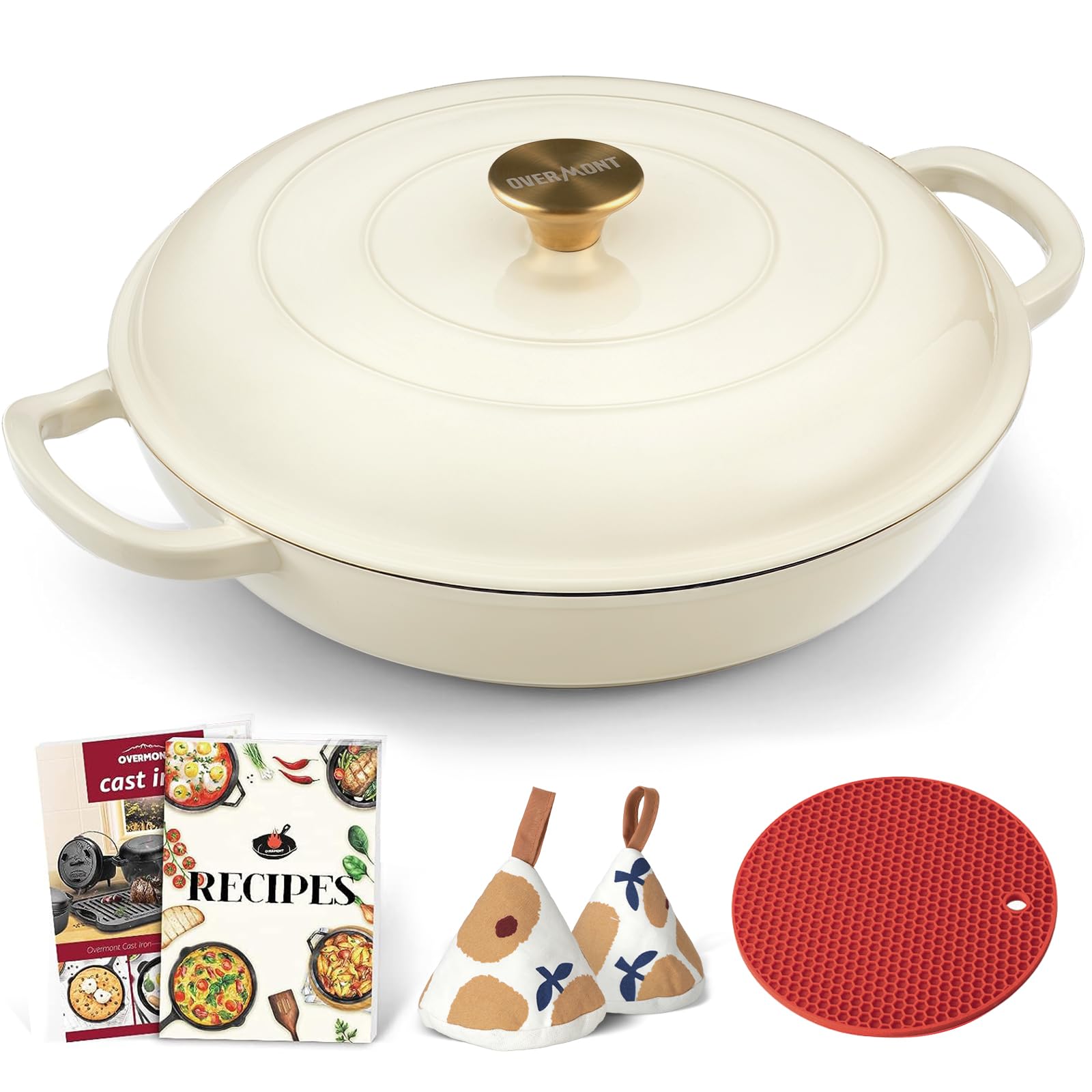 Overmont enameled Dutch Oven cleans easily thanks to smooth enamel