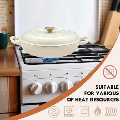 Overmont enameled Dutch Oven induction-compatible for versatile stovetop use