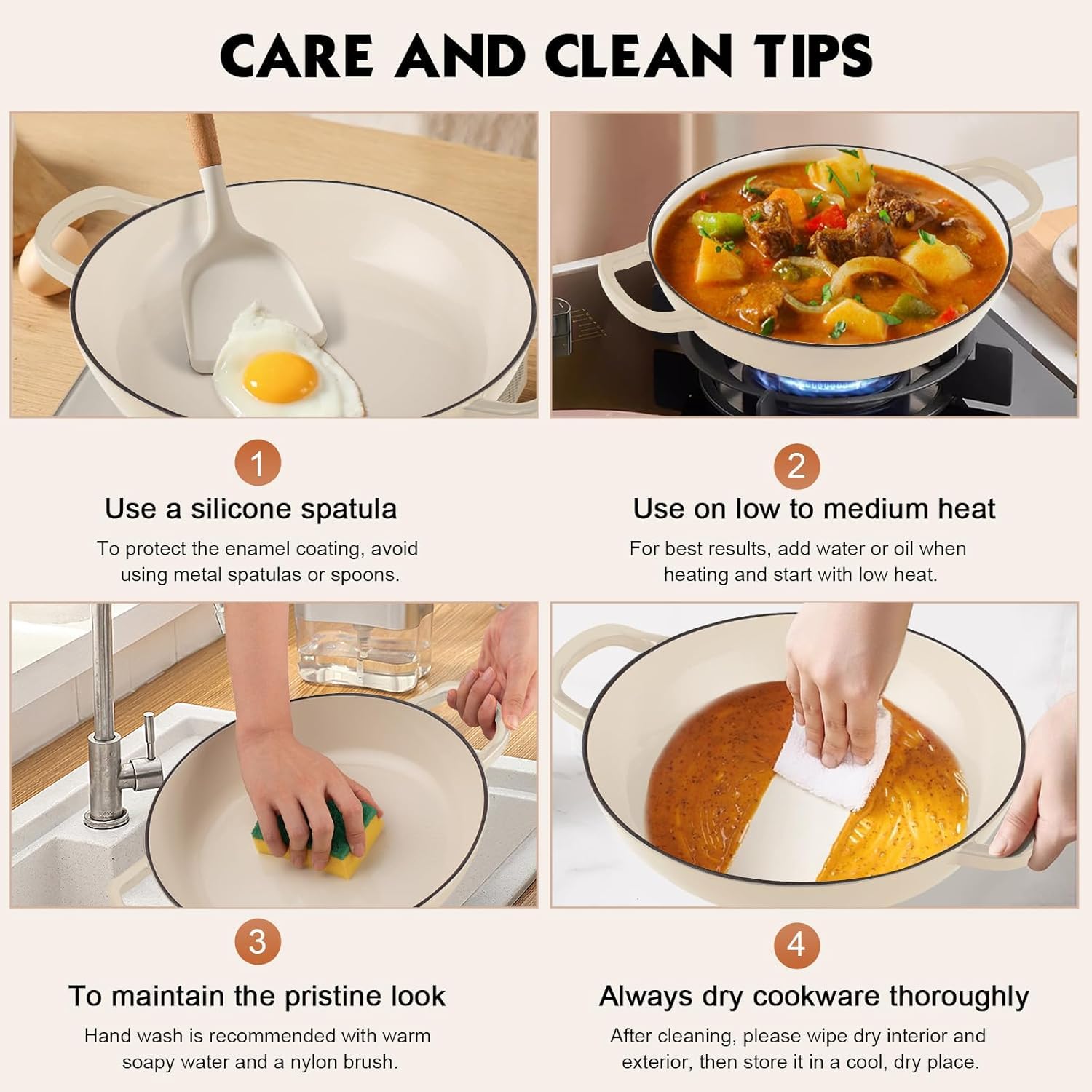 Overmont enameled Dutch Oven oven-safe up to 500°F for flexible cooking