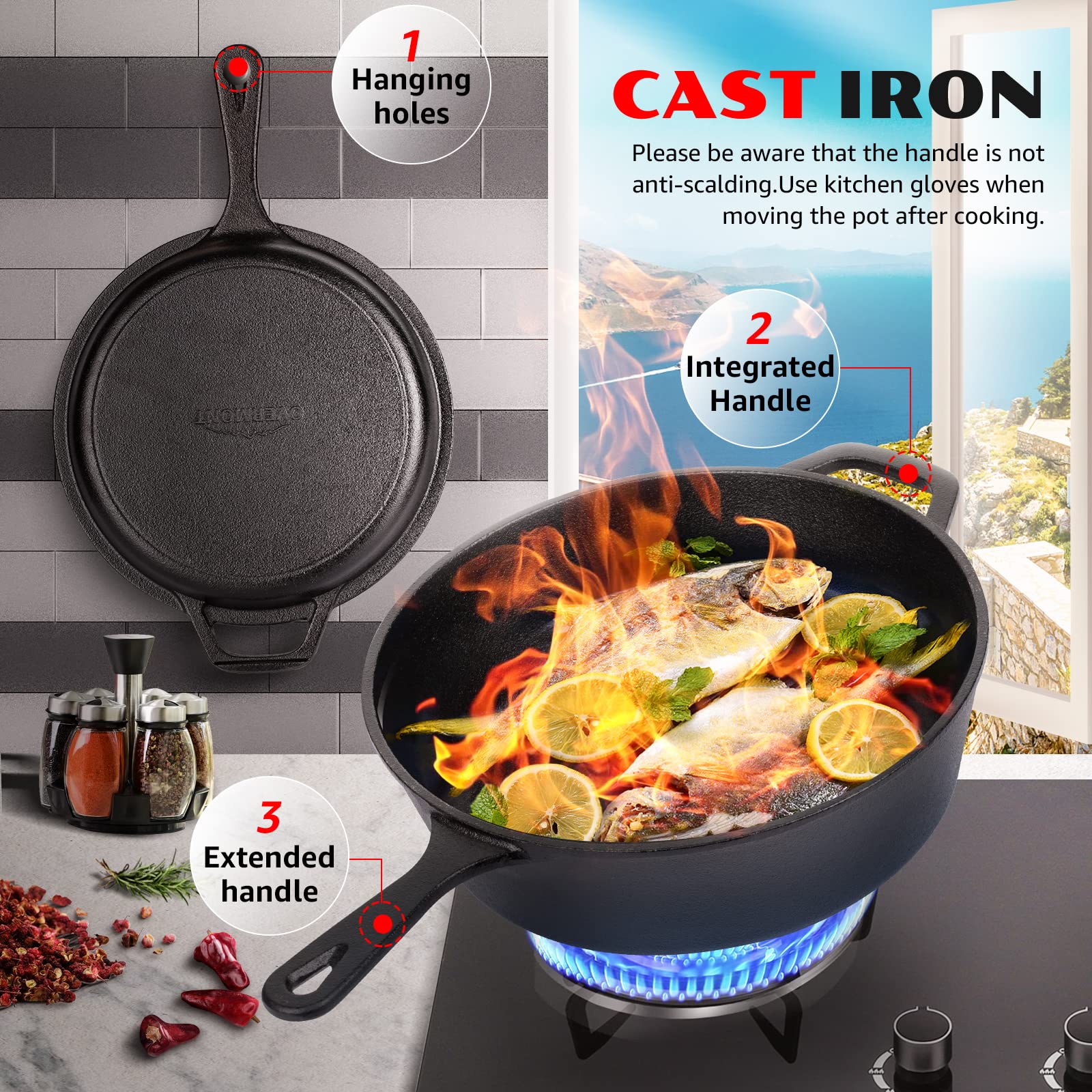 Overmont induction-ready cast iron cookware