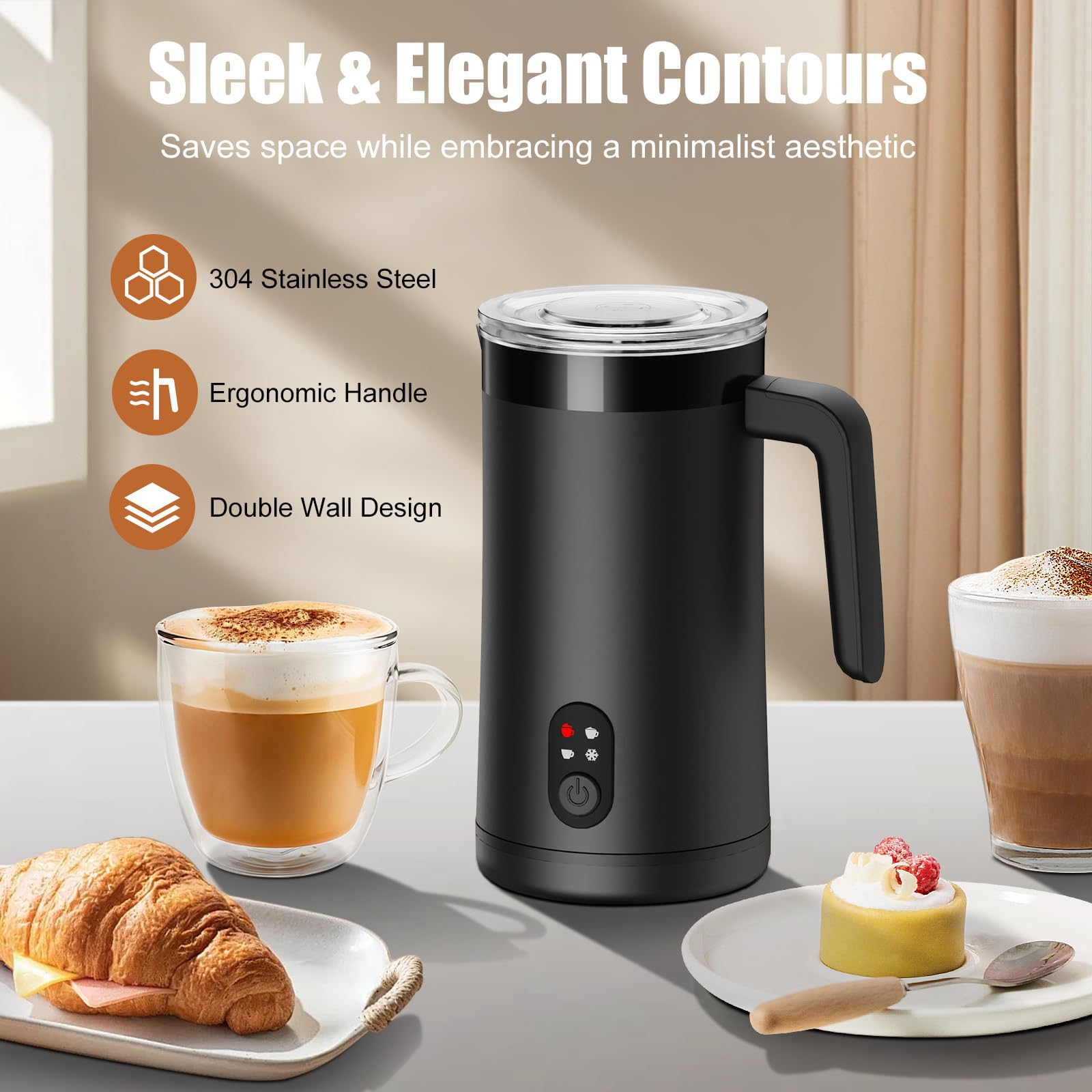 Ovetedot operates quietly, ideal for morning frothing without disturbance.