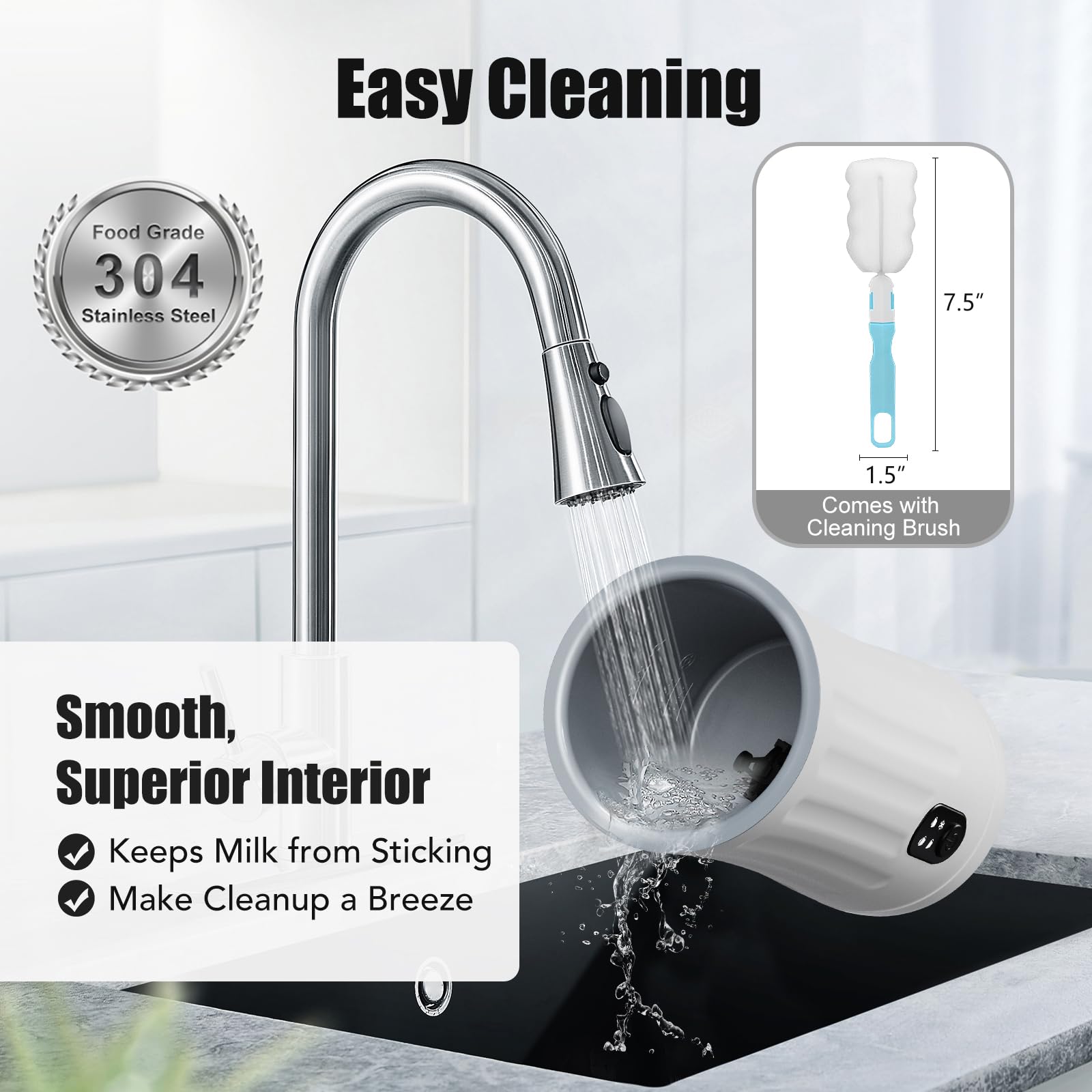 Ovetedot Milk Frother auto shut-off for safe, hands-off operation.