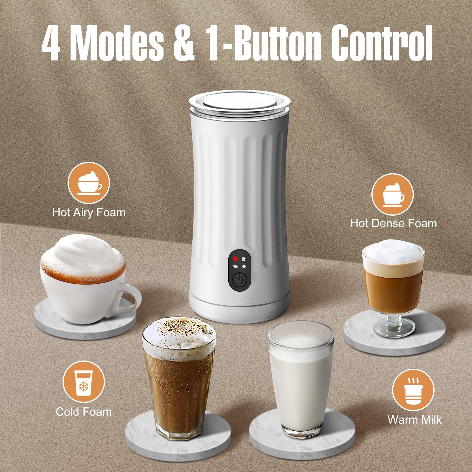 Ovetedot milk frother ergonomic non-slip handle for easy one-handed use