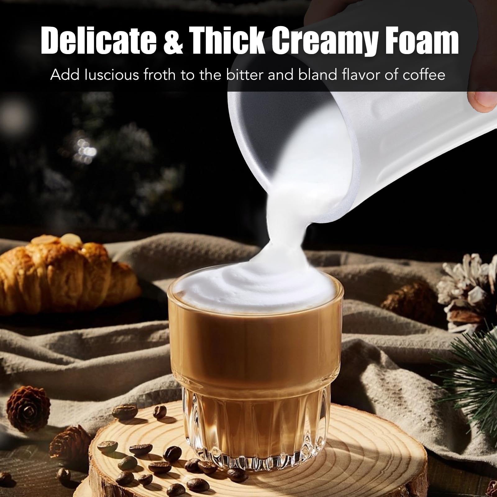Ovetedot Milk Frother hot dense foam delivers rich latte toppings.