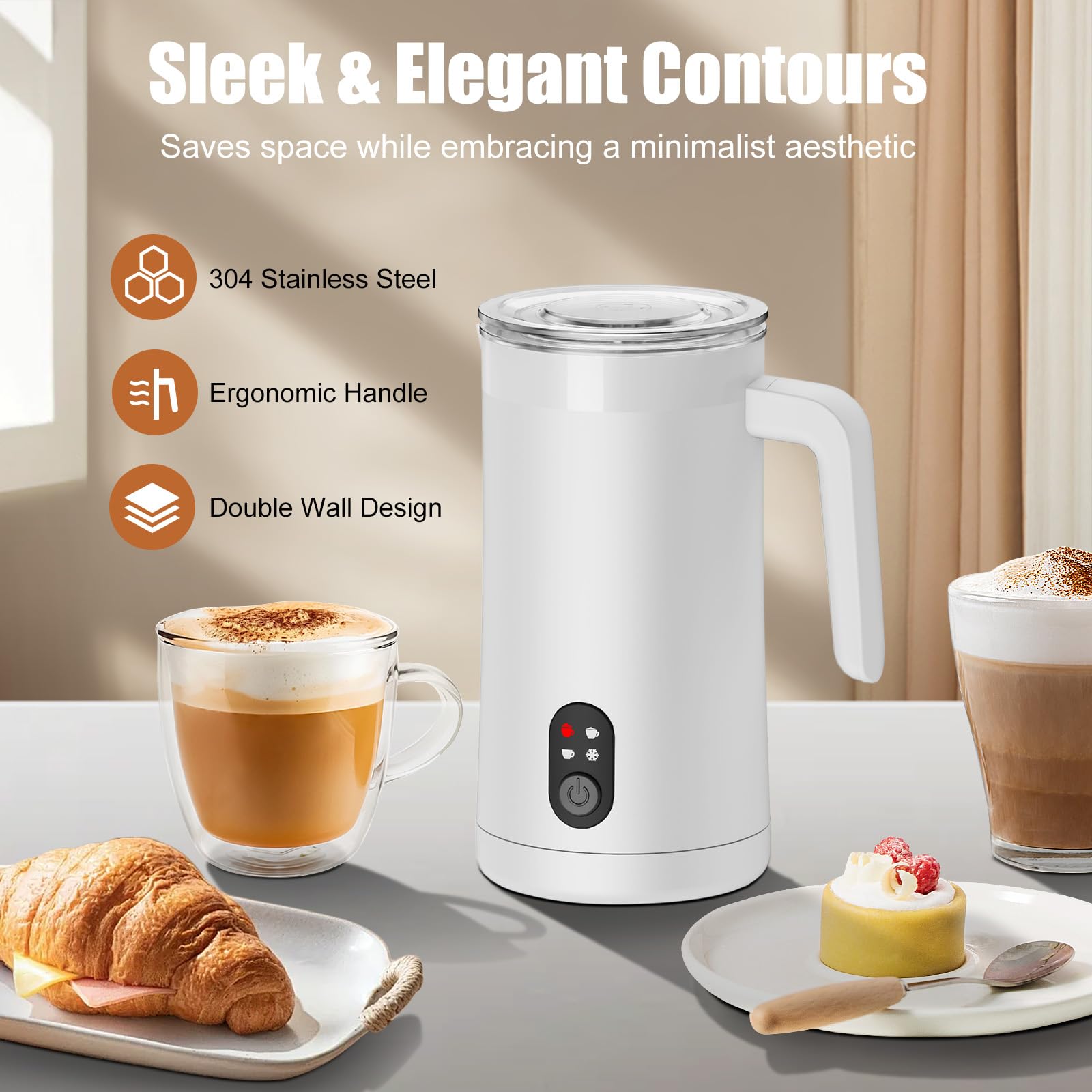 Ovetedot Milk Frother large-capacity jug enables multiple servings.