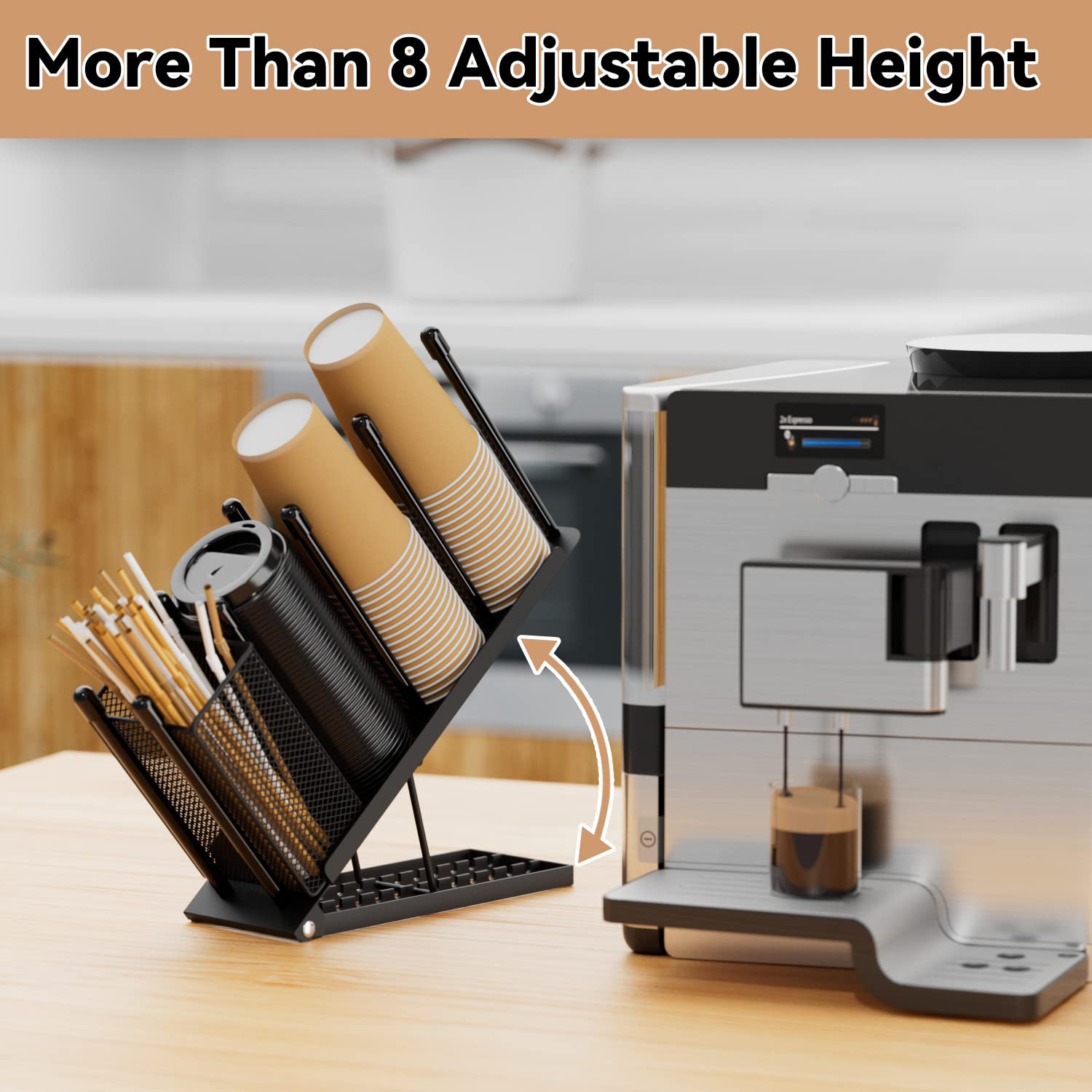 OVICAR 4-compartment dispenser keeps cups and lids organized at the counter.