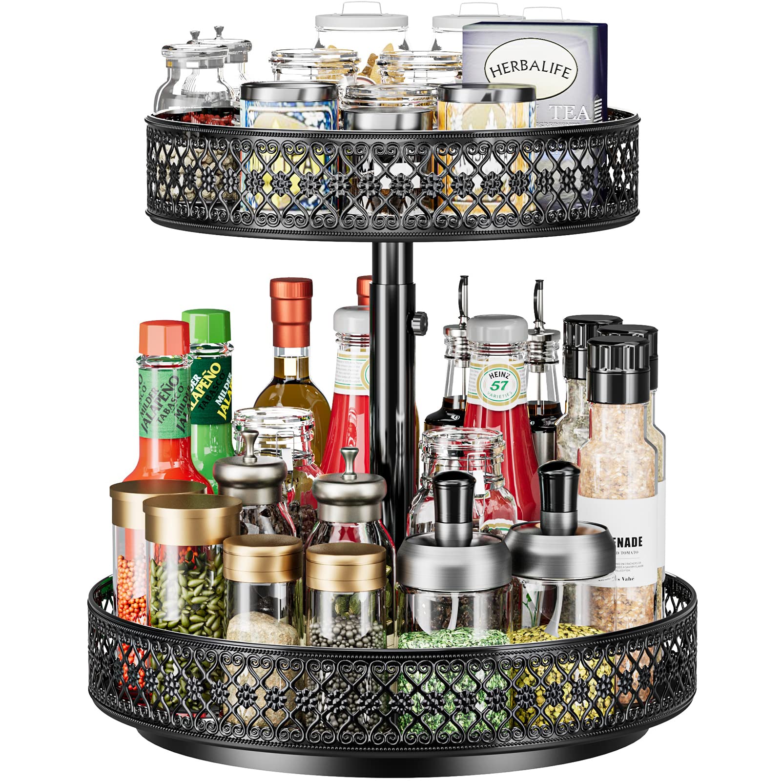 OVICAR Lazy Susan 2-tier turntable with 12-inch diameter for organized cabinet storage.