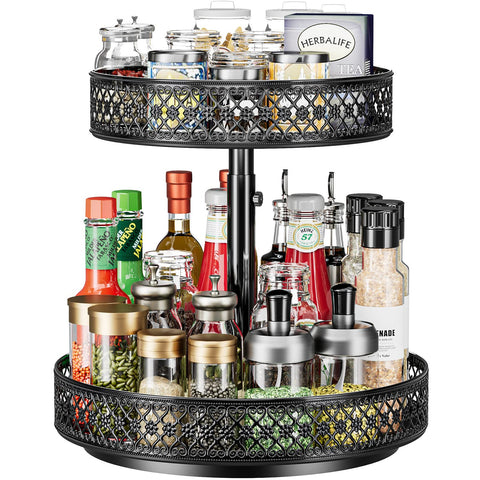 OVICAR Lazy Susan 2-tier turntable with 12-inch diameter for organized cabinet storage.