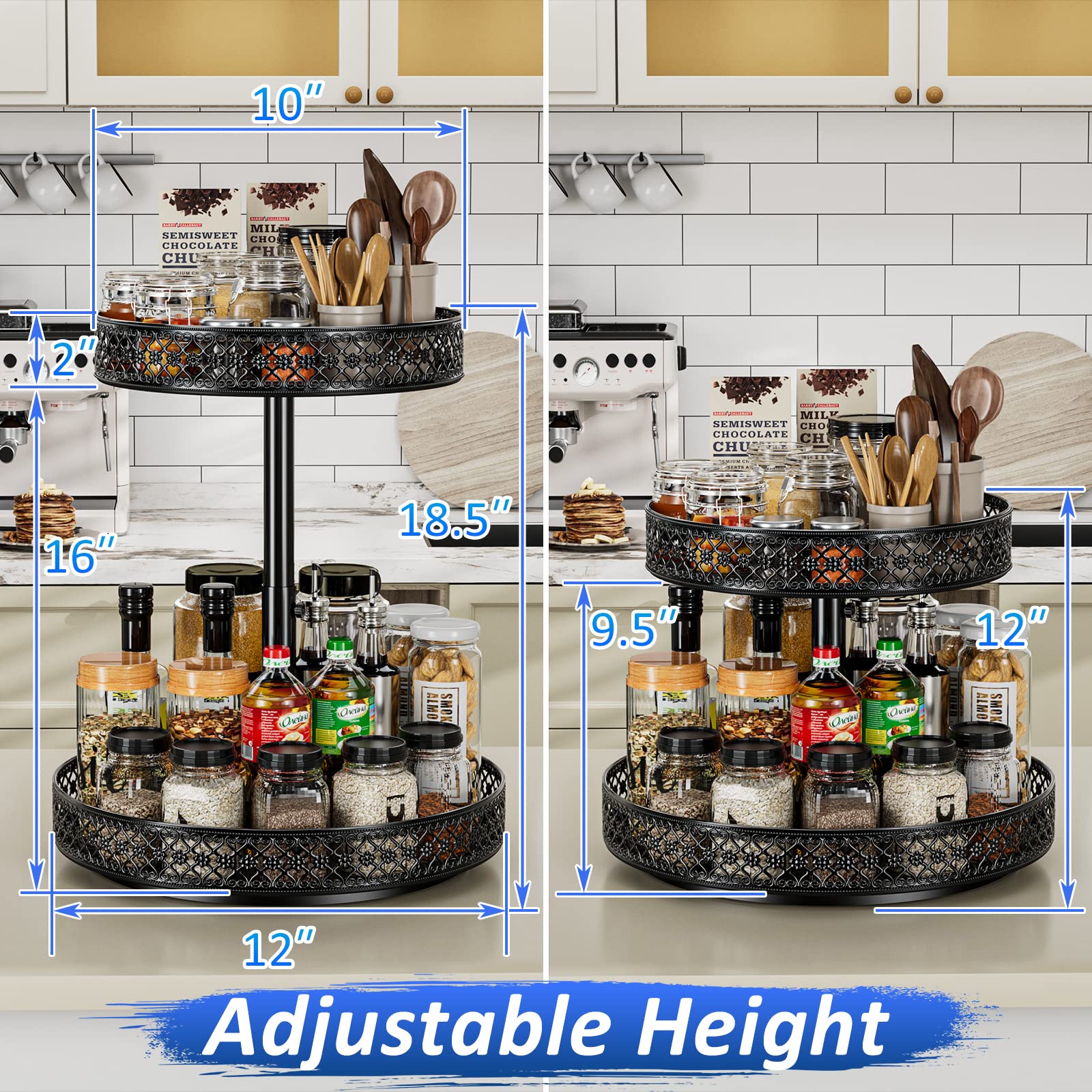 OVICAR Lazy Susan 360-degree rotation provides easy reach in deep cabinets.