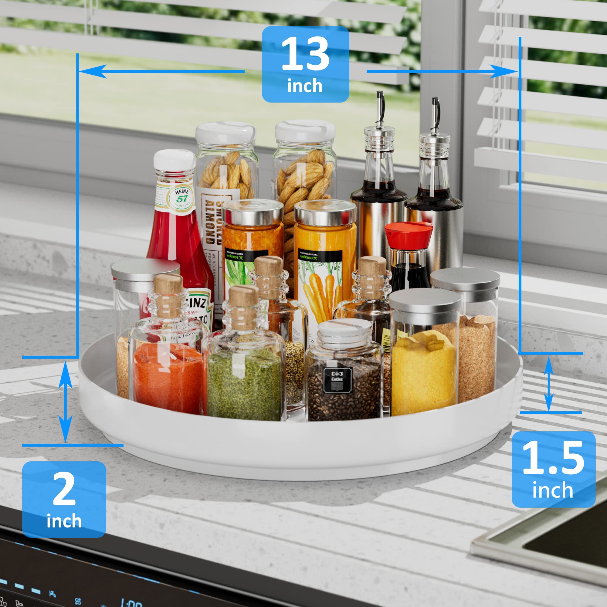 Ovicar Lazy Susan inside cabinet keeps deep shelves tidy and efficient